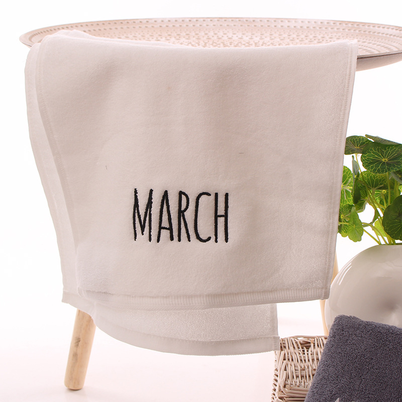 Medvilninis veido rankšluostis, 32S siūlai, siuvinėtas ir paprastos plokščios audinio, 100–120 g, pritaikomas