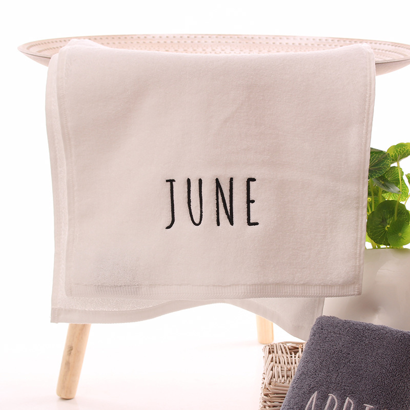 Medvilninis veido rankšluostis, 32S siūlai, siuvinėtas ir paprastos plokščios audinio, 100–120 g, pritaikomas