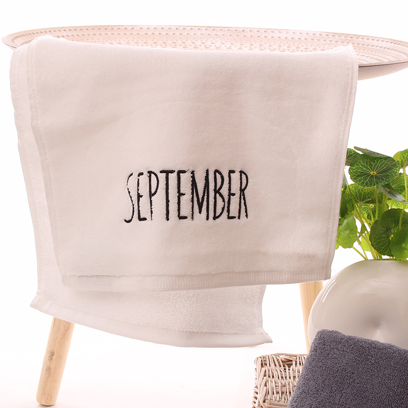 Medvilninis veido rankšluostis, 32S siūlai, siuvinėtas ir paprastos plokščios audinio, 100–120 g, pritaikomas