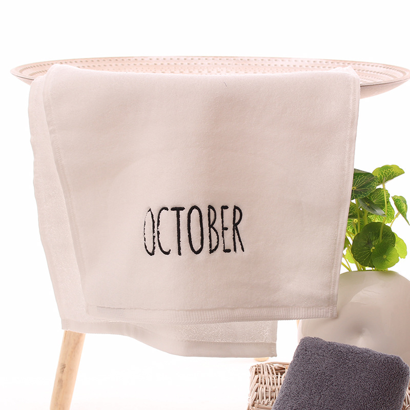 Medvilninis veido rankšluostis, 32S siūlai, siuvinėtas ir paprastos plokščios audinio, 100–120 g, pritaikomas