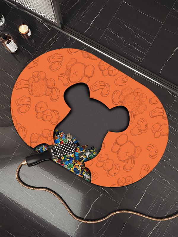 Подова постелка за баня, диатомитова глина, модел с цветя, печатено, измиваемо, персонализируемо