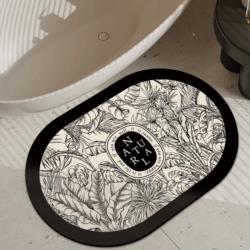 Подова постелка за баня, диатомитова глина, модел с цветя, печатено, измиваемо, персонализируемо