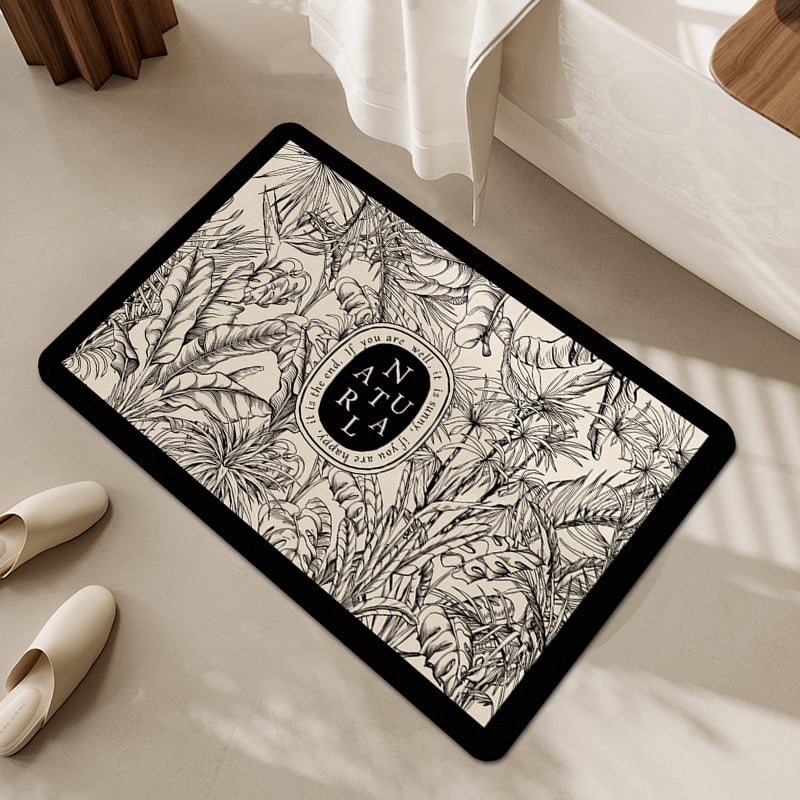 Подова постелка за баня, диатомитова глина, модел с цветя, печатено, измиваемо, персонализируемо