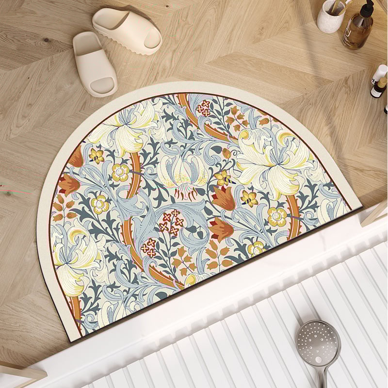 Подова постелка за баня, диатомитова глина, модел с цветя, печатено, измиваемо, персонализируемо