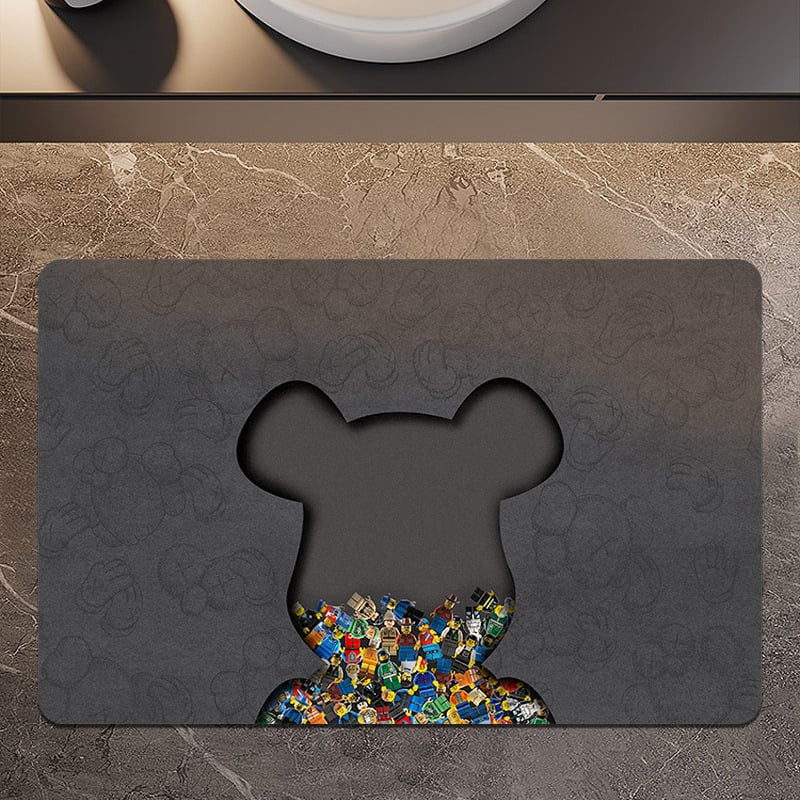 Подова постелка за баня, диатомитова глина, модел с цветя, печатено, измиваемо, персонализируемо