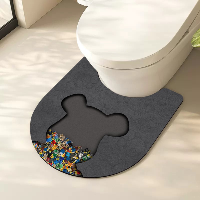 Подова постелка за баня, диатомитова глина, модел с цветя, печатено, измиваемо, персонализируемо