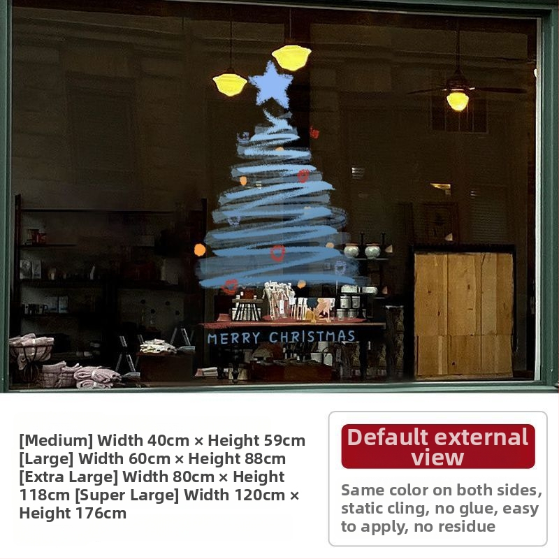 Elektriniai langų lipdukai Kalėdinėms dekoracijoms - Kalėdų Senelis su eglute, gėlių raštas, PVC, 5+ vnt, svetainė, plokšti sieniniai lipdukai