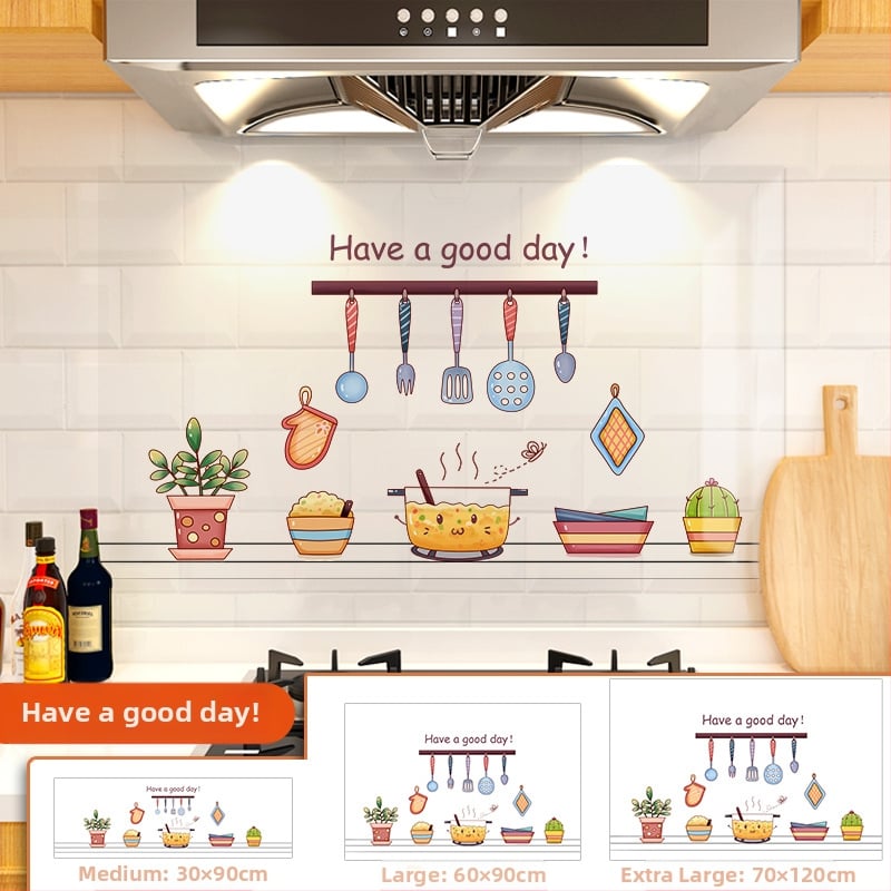 Кухненски стенен стикер против мазнини, хартия, карикатурен принт, 1 бр.
