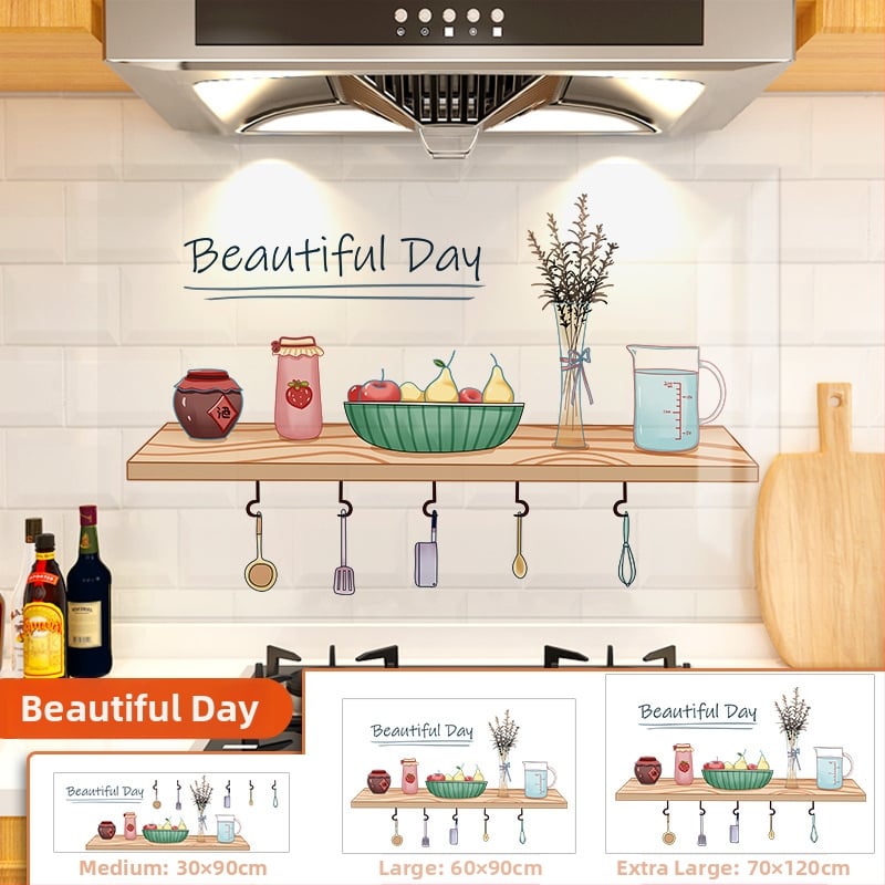 Кухненски стенен стикер против мазнини, хартия, карикатурен принт, 1 бр.