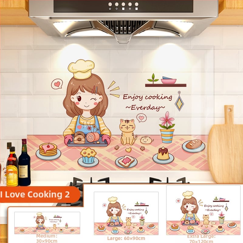 Кухненски стенен стикер против мазнини, хартия, карикатурен принт, 1 бр.