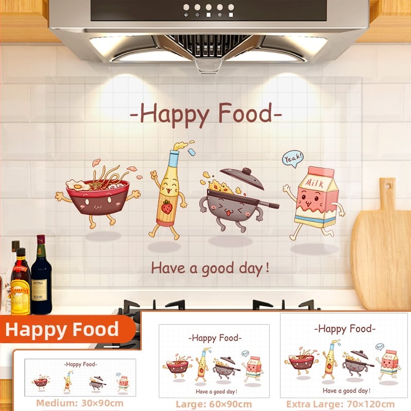 Кухненски стенен стикер против мазнини, хартия, карикатурен принт, 1 бр.