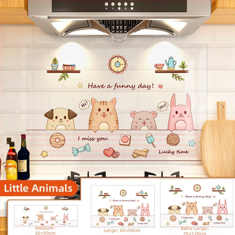 Кухненски стенен стикер против мазнини, хартия, карикатурен принт, 1 бр.