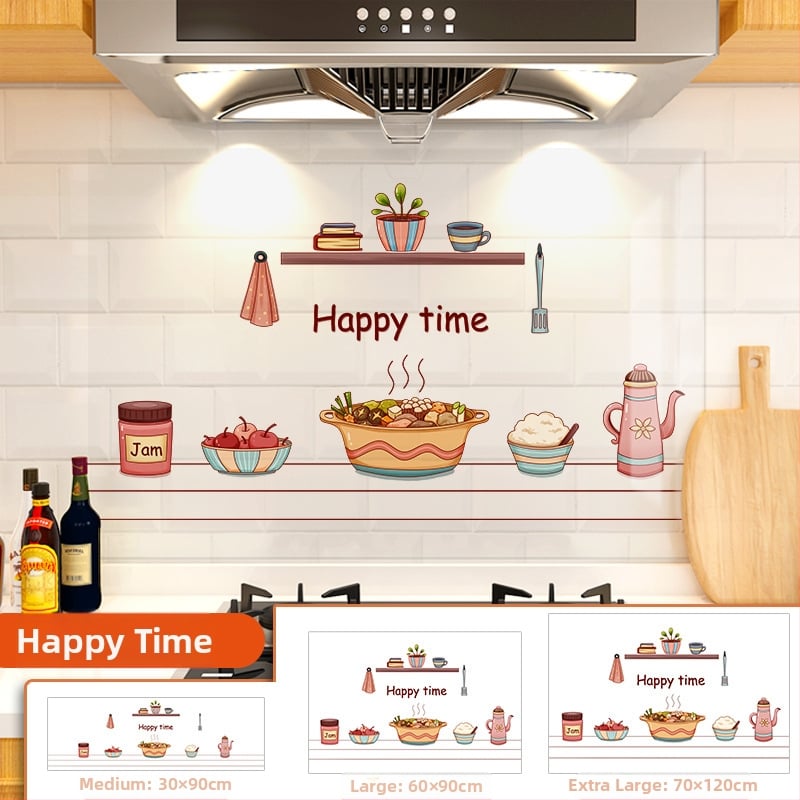 Кухненски стенен стикер против мазнини, хартия, карикатурен принт, 1 бр.