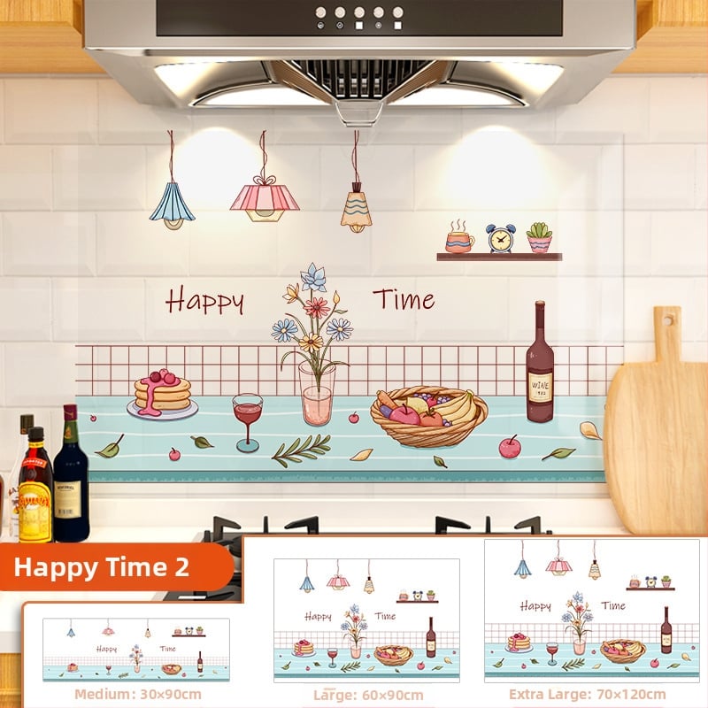 Кухненски стенен стикер против мазнини, хартия, карикатурен принт, 1 бр.