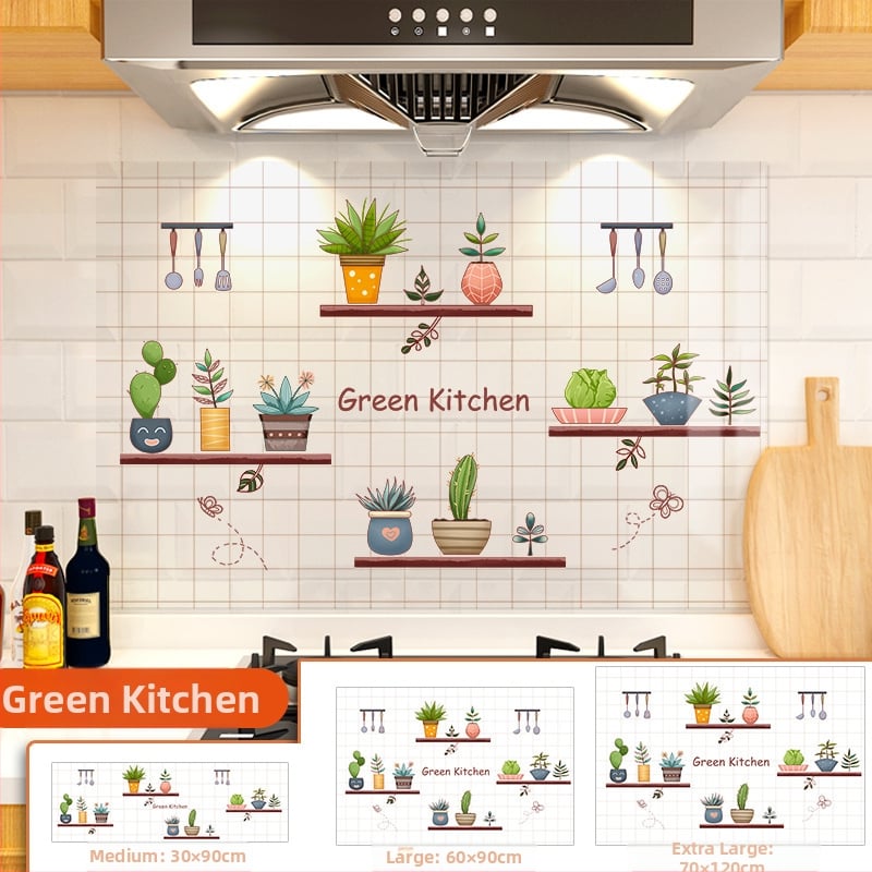 Кухненски стенен стикер против мазнини, хартия, карикатурен принт, 1 бр.