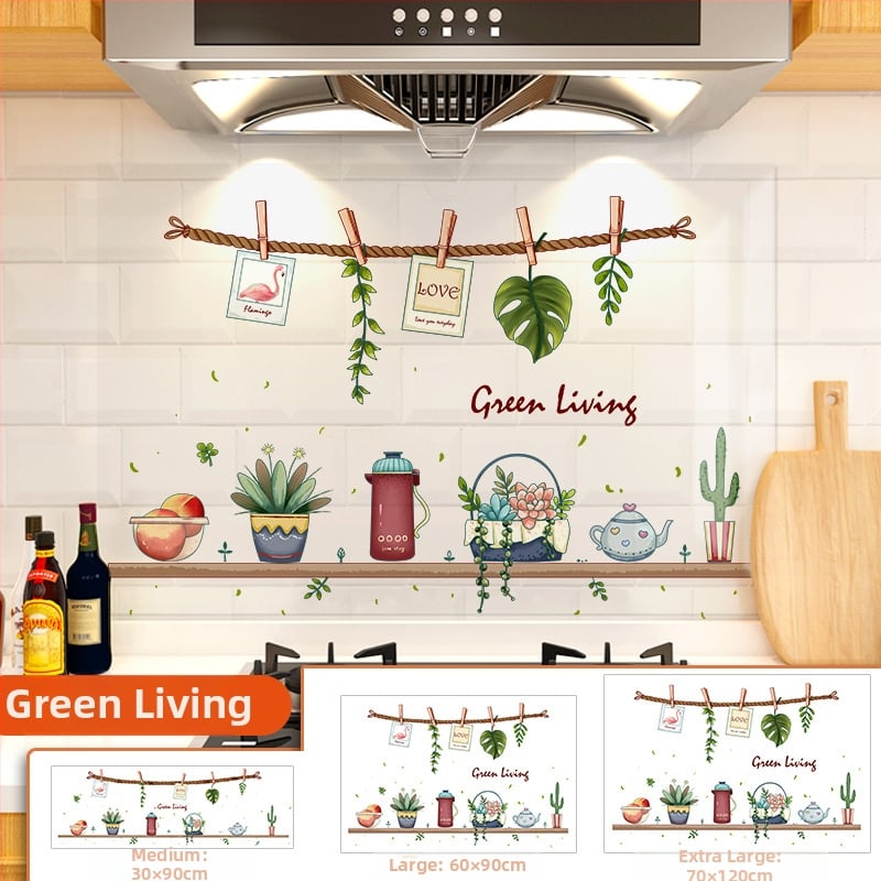 Кухненски стенен стикер против мазнини, хартия, карикатурен принт, 1 бр.