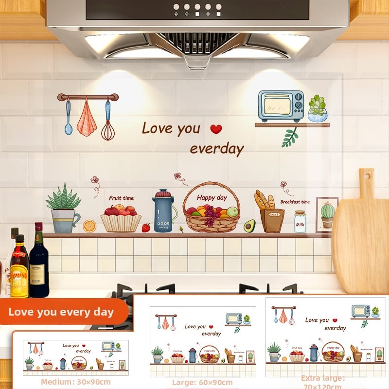 Кухненски стенен стикер против мазнини, хартия, карикатурен принт, 1 бр.