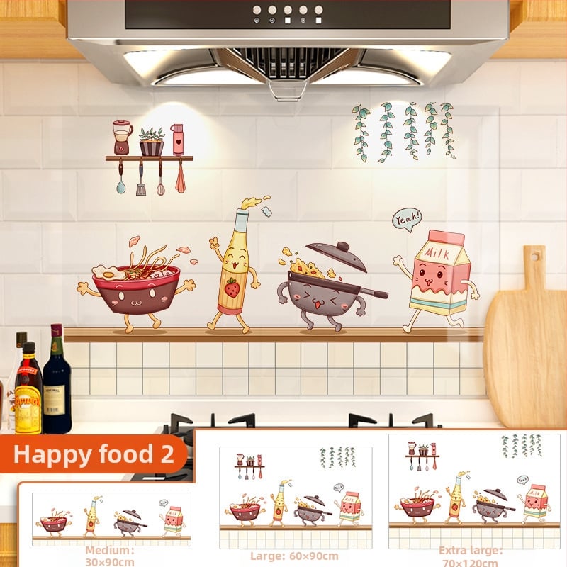 Кухненски стенен стикер против мазнини, хартия, карикатурен принт, 1 бр.