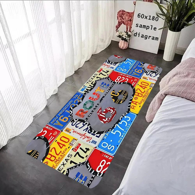 Подложка за под с флокирана повърхност, печатен дизайн, квадратна форма, миеща се