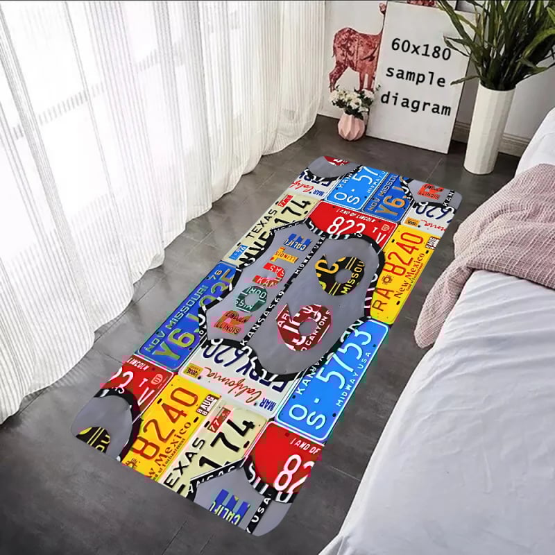 Подложка за под с флокирана повърхност, печатен дизайн, квадратна форма, миеща се