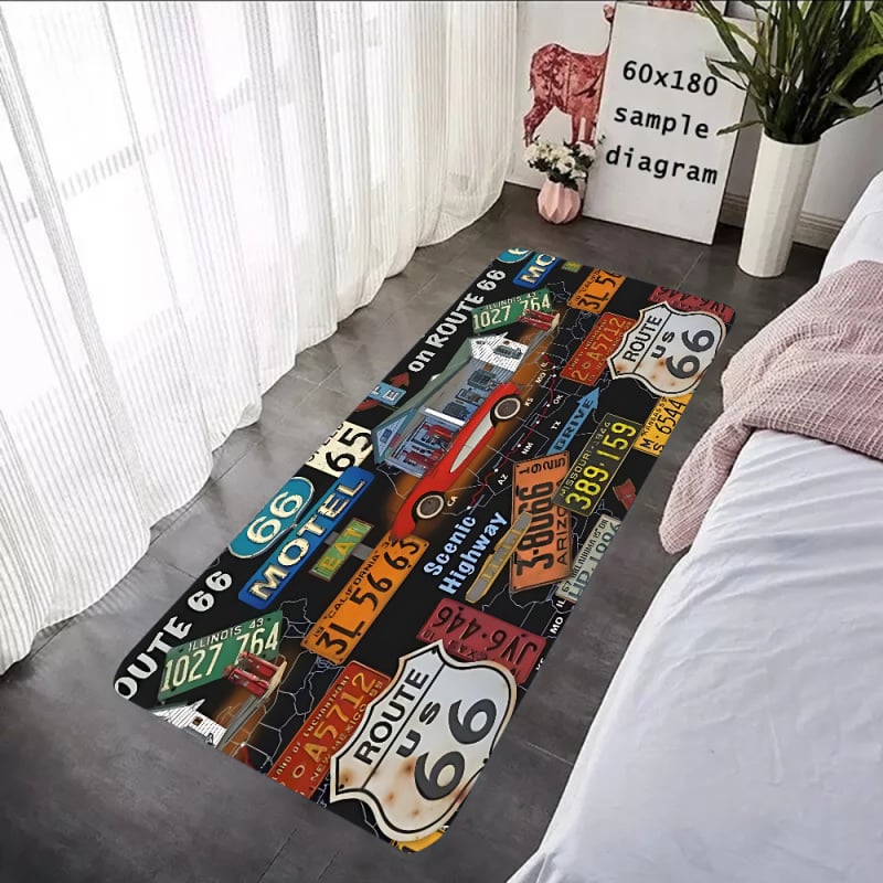 Подложка за под с флокирана повърхност, печатен дизайн, квадратна форма, миеща се