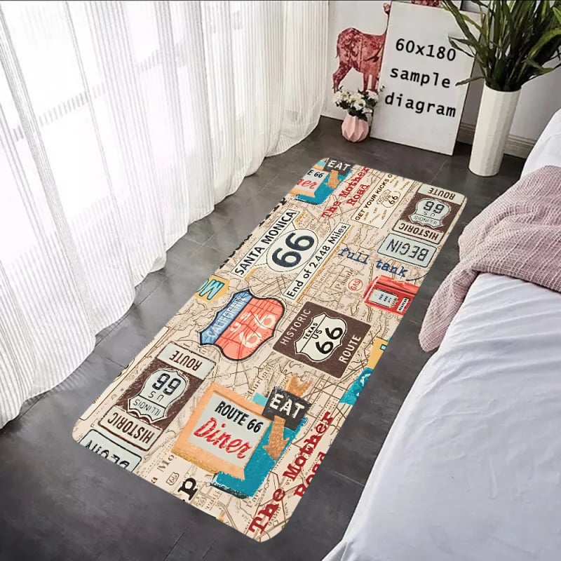 Подложка за под с флокирана повърхност, печатен дизайн, квадратна форма, миеща се