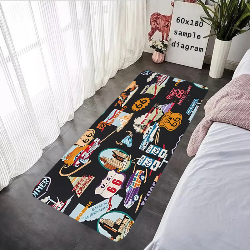 Подложка за под с флокирана повърхност, печатен дизайн, квадратна форма, миеща се