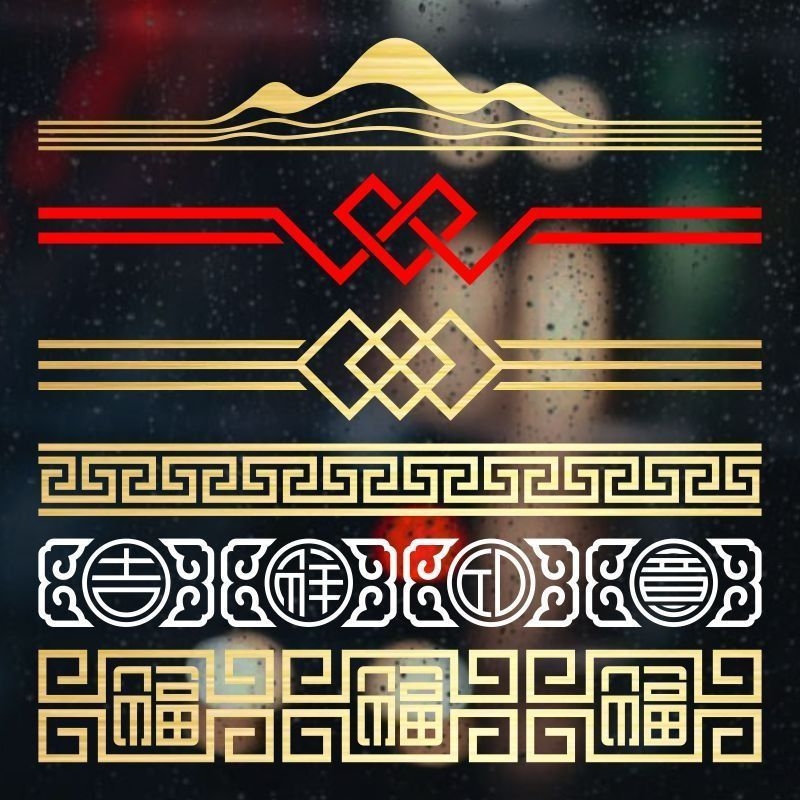 Стенно стикер - триизмерен PVC декор, противопожарна функция, китайски стил, за външни пространства