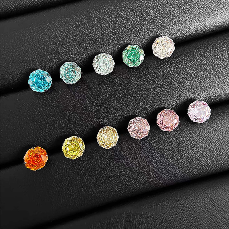 Geomeetrilised titanioum kõrvarõngad kaheksakandilise kujundusega, tsirkoon, G23 titani sulam, sisemine kinnitus