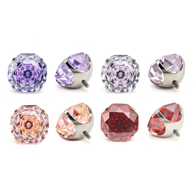 Geomeetrilised titanioum kõrvarõngad kaheksakandilise kujundusega, tsirkoon, G23 titani sulam, sisemine kinnitus