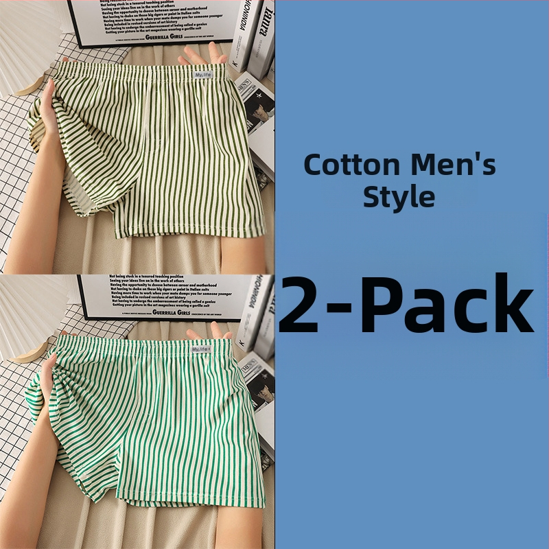 Мъжки памучни боксерки, свободен крой, модел райета/мрежа, основен плат 95-100% памук, средна талия