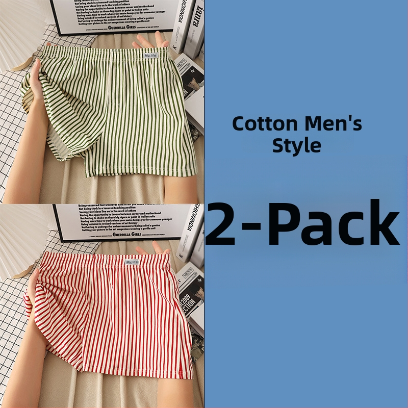 Мъжки памучни боксерки, свободен крой, модел райета/мрежа, основен плат 95-100% памук, средна талия