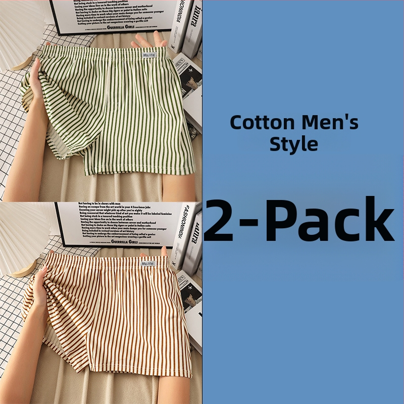 Мъжки памучни боксерки, свободен крой, модел райета/мрежа, основен плат 95-100% памук, средна талия