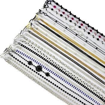 Carefree fish Rhinestone презрамки за сутиен – Неслизащи се, невидими, регулируеми метални презрамки с кристали и перли