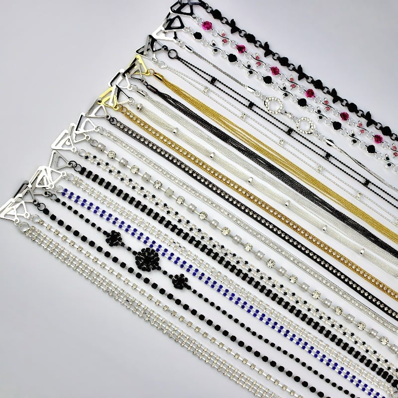 Carefree fish Rhinestone презрамки за сутиен – Неслизащи се, невидими, регулируеми метални презрамки с кристали и перли