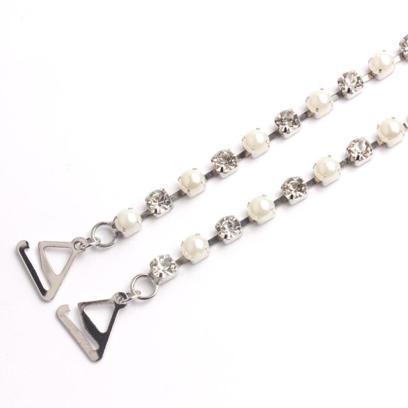 Carefree fish Rhinestone презрамки за сутиен – Неслизащи се, невидими, регулируеми метални презрамки с кристали и перли