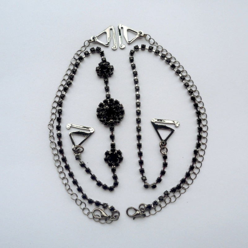 Carefree fish Rhinestone презрамки за сутиен – Неслизащи се, невидими, регулируеми метални презрамки с кристали и перли