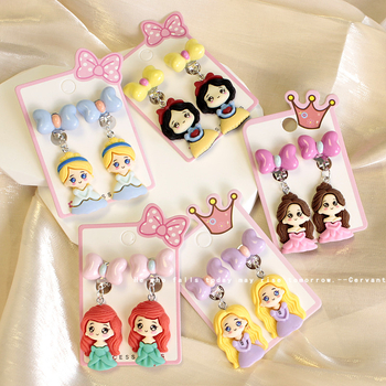 Dječje naušnice na klipsu | Ručno izrađene, Mittiz, plastika/smola, Séria Princeza, Likovi iz crtanih filmova
