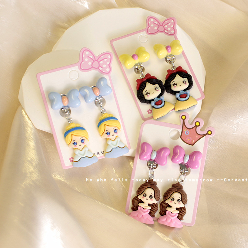 Dječje naušnice na klipsu | Ručno izrađene, Mittiz, plastika/smola, Séria Princeza, Likovi iz crtanih filmova