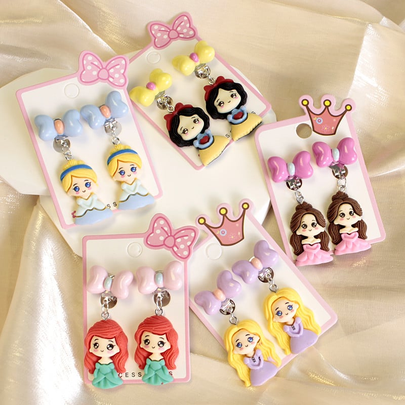 Dječje naušnice na klipsu | Ručno izrađene, Mittiz, plastika/smola, Séria Princeza, Likovi iz crtanih filmova