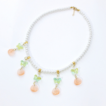 Vaikų ausų klipsų rinkinys - senovinis stilius, rankų darbo stiklo detalės su vaisių ir lapų motyvais