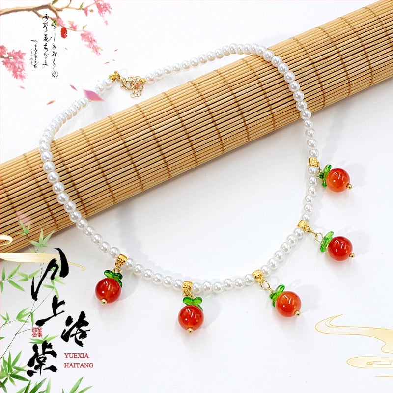 Vaikų ausų klipsų rinkinys - senovinis stilius, rankų darbo stiklo detalės su vaisių ir lapų motyvais