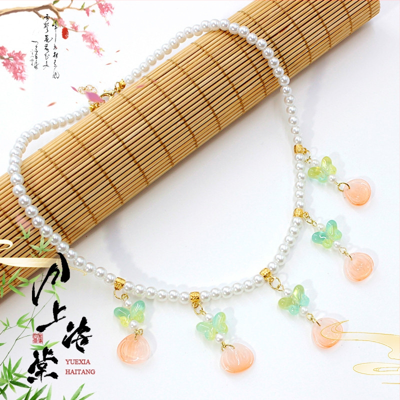 Vaikų ausų klipsų rinkinys - senovinis stilius, rankų darbo stiklo detalės su vaisių ir lapų motyvais