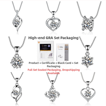 Moissanito pakabukas su dėžutės tipo grandine, mišinių akmenų įdėklas, elektroplakavimas, prekės ženklas XKC XINKAICHENG