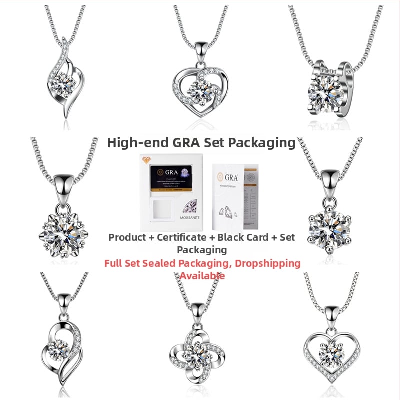 Moissanito pakabukas su dėžutės tipo grandine, mišinių akmenų įdėklas, elektroplakavimas, prekės ženklas XKC XINKAICHENG