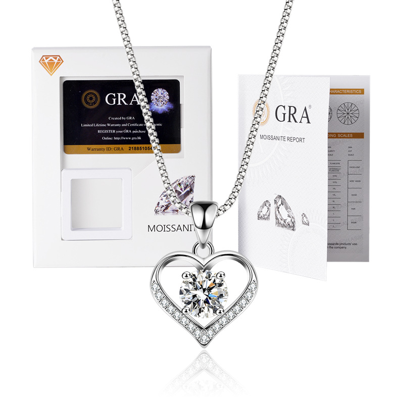 Moissanito pakabukas su dėžutės tipo grandine, mišinių akmenų įdėklas, elektroplakavimas, prekės ženklas XKC XINKAICHENG