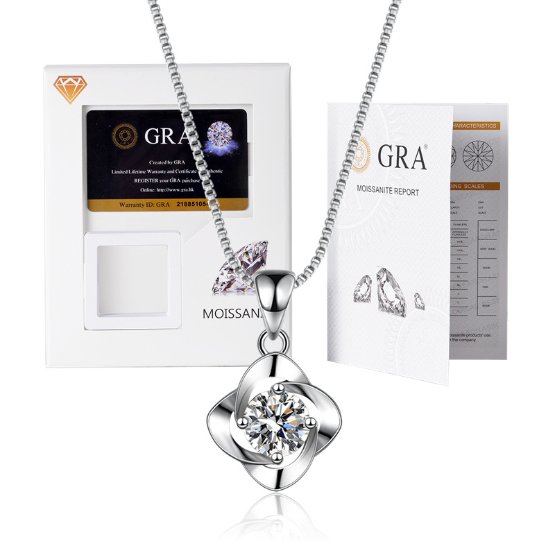 Moissanito pakabukas su dėžutės tipo grandine, mišinių akmenų įdėklas, elektroplakavimas, prekės ženklas XKC XINKAICHENG