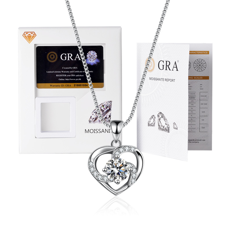 Moissanito pakabukas su dėžutės tipo grandine, mišinių akmenų įdėklas, elektroplakavimas, prekės ženklas XKC XINKAICHENG