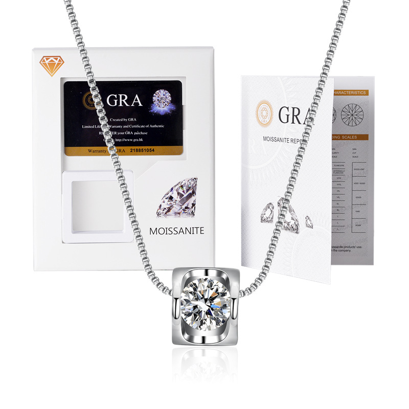 Moissanito pakabukas su dėžutės tipo grandine, mišinių akmenų įdėklas, elektroplakavimas, prekės ženklas XKC XINKAICHENG