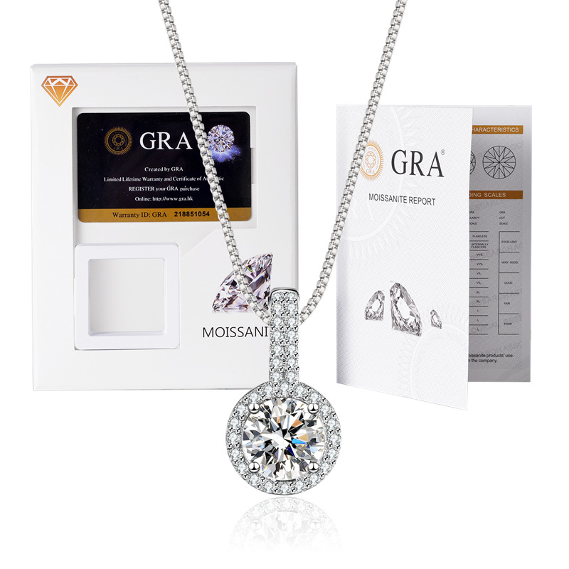 Moissanito pakabukas su dėžutės tipo grandine, mišinių akmenų įdėklas, elektroplakavimas, prekės ženklas XKC XINKAICHENG